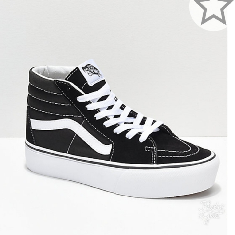 Vans Sk8-Hi Platform Black & White Skate Shoes